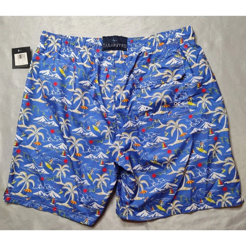 TAILORBYRD Men Size‎ Medium Blue Hawaiian Surfer Brief Lined 7